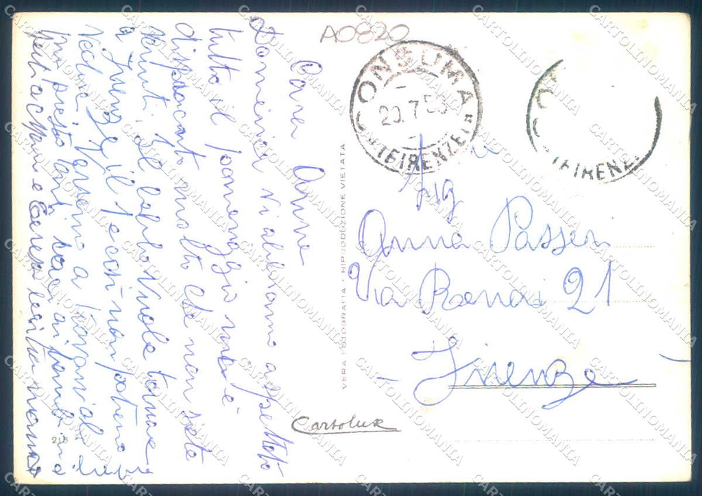 Firenze Consuma Foto FG cartolina JK0227 – retro