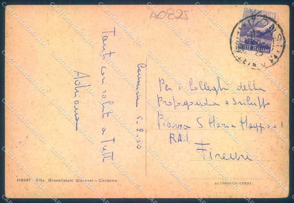 Firenze Consuma Alterocca 119997 saluti da FG cartolina JK0230 – retro