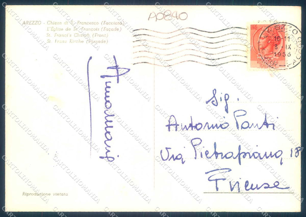 Arezzo Città Chiesa San Francesco Foto FG cartolina JK0235 – retro