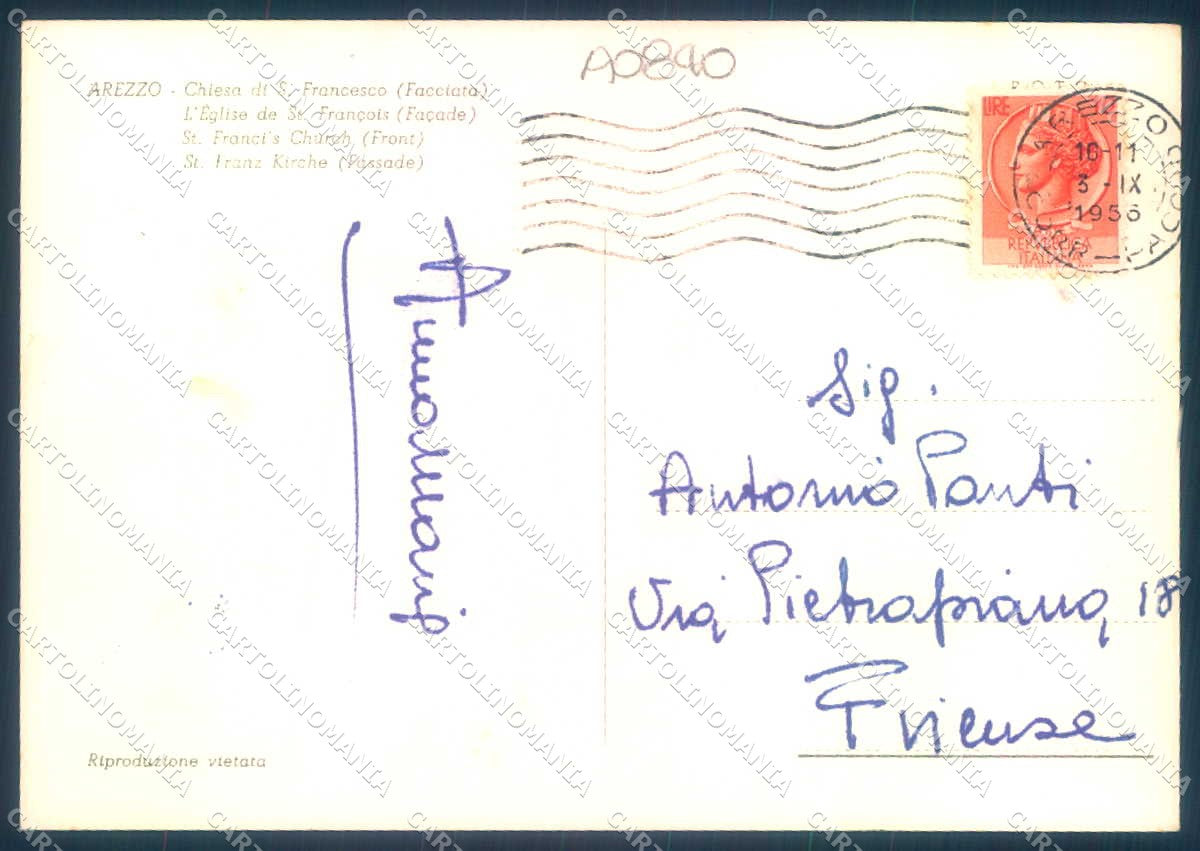 Arezzo Città Chiesa San Francesco Foto FG cartolina JK0235 – retro