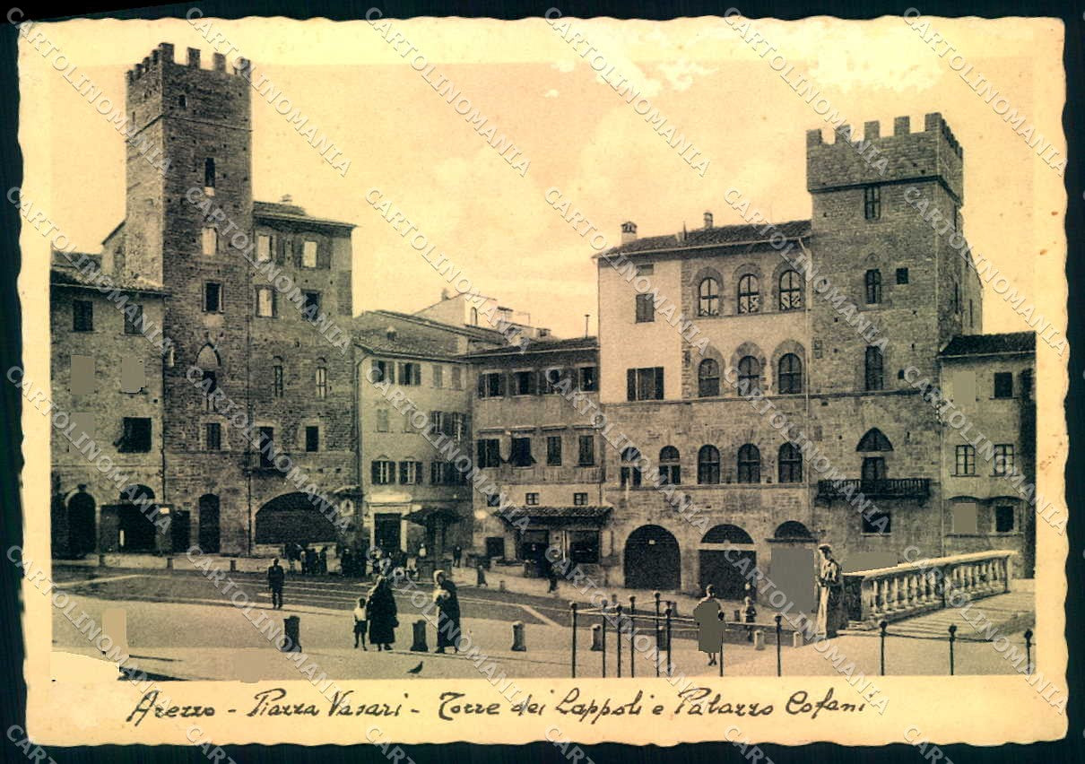 Arezzo Città Piazza Vasari Torre dei Lappoli ABRASA FG cartolina JK0239 – fronte