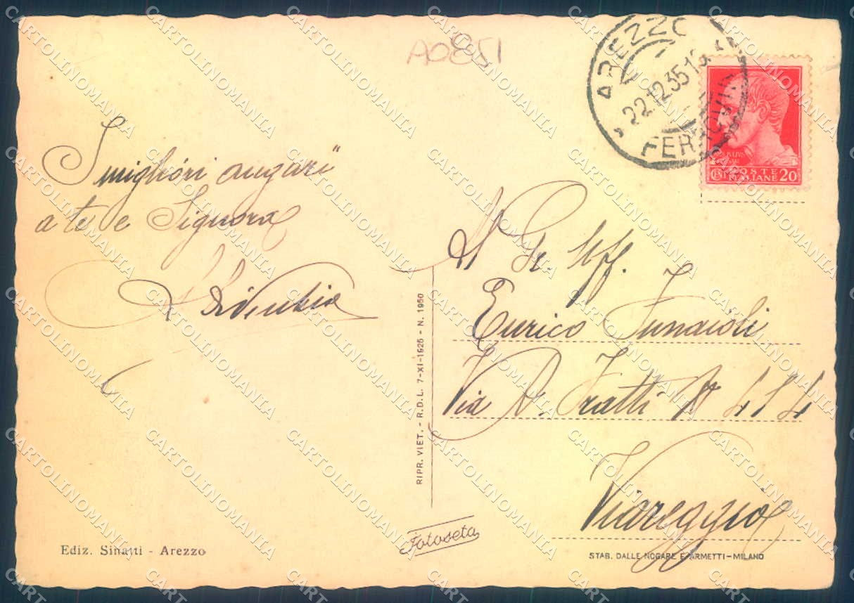 Arezzo Città Piazza Vasari Torre dei Lappoli ABRASA FG cartolina JK0239 – retro