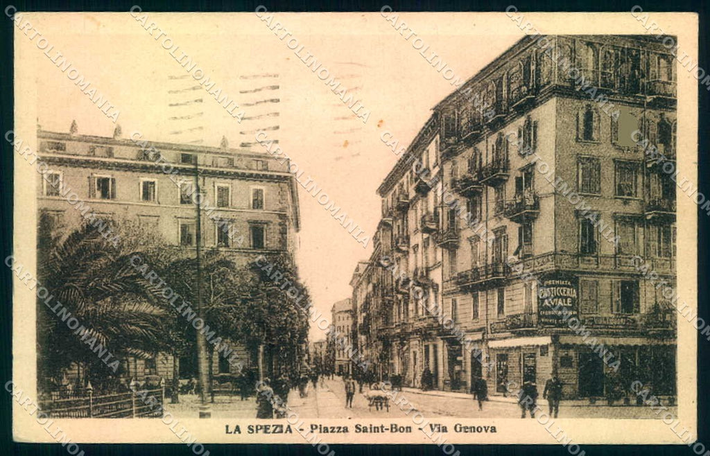 La Spezia Città Piazza Saint-Bon Via Genova cartolina JK0241 – fronte