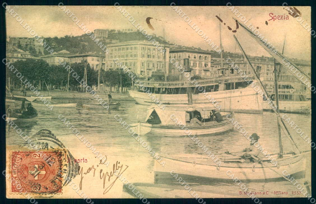 La Spezia Città Barche Porto Modiano 2557 cartolina JK0255 – fronte