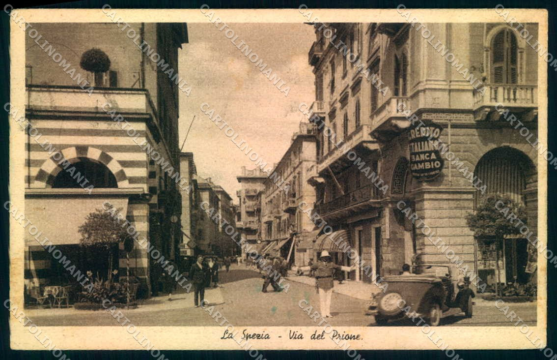 La Spezia Città Banca Credito Italiano Via Prione Vigile PIEGA cartolina JK0273 – fronte