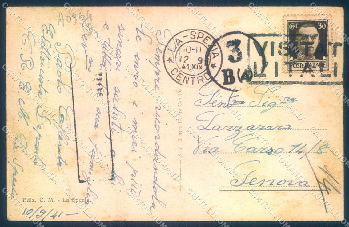 La Spezia Città Banca Credito Italiano Via Prione Vigile PIEGA cartolina JK0273 – retro
