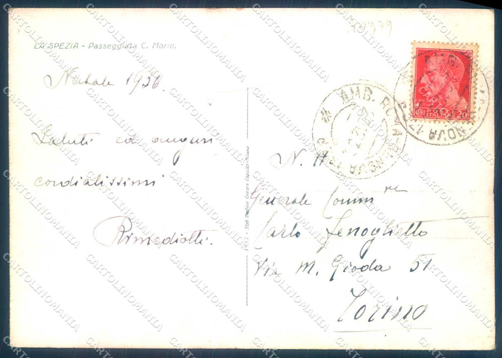 La Spezia Città Passeggiata Morin STRAPPINO FG cartolina JK0277 – retro