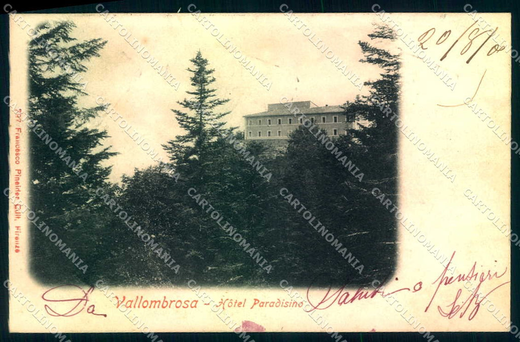 Firenze Vallombrosa Hotel Paradisino Pineider PIEGHINE cartolina JK0282 – fronte