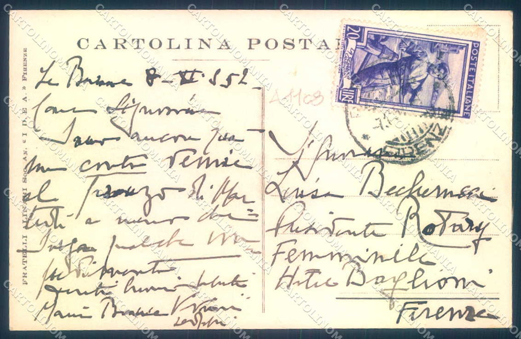 Firenze Panzano Chianti Le Barone Micheli Alinari cartolina JK0303 – retro