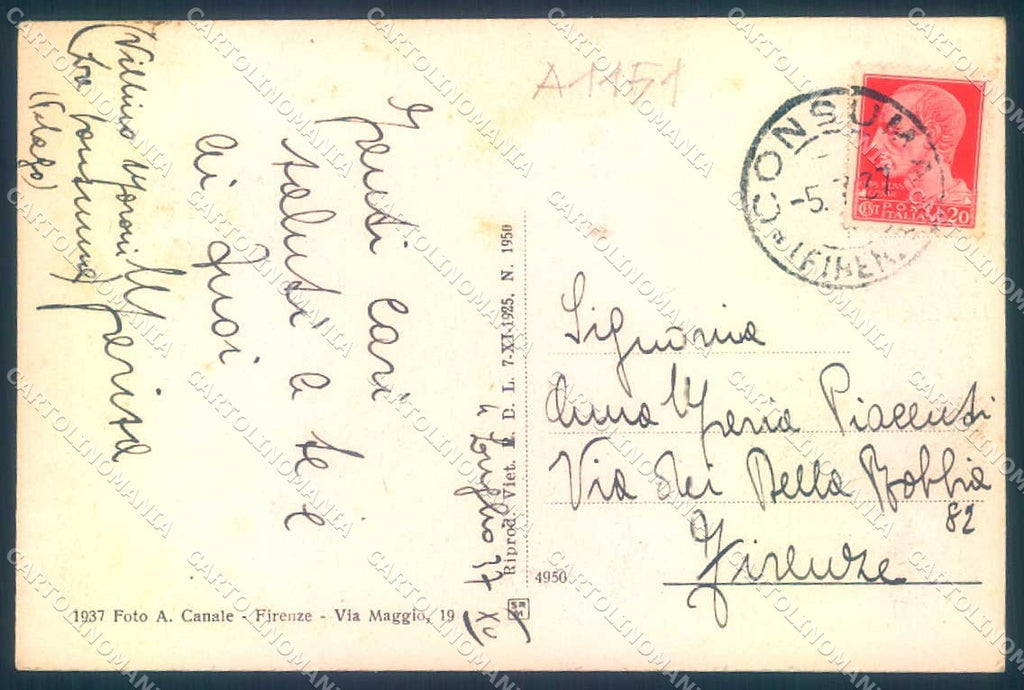 Firenze Consuma cartolina JK0324 – retro