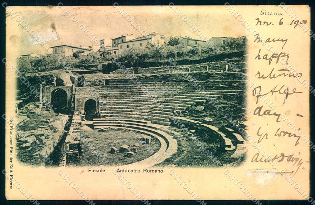 Firenze Fiesole Anfiteatro Romano Pineider ABRASA cartolina JK0329 – fronte