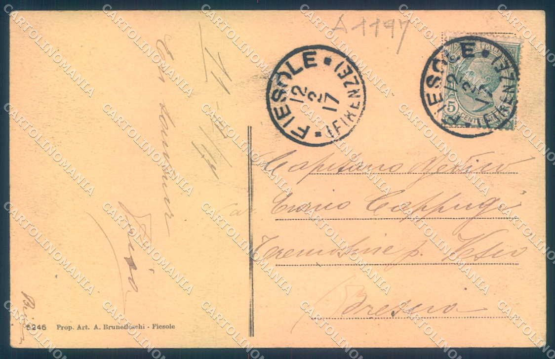 Firenze Fiesole PIEGA ANGOLO cartolina JK0343 – retro