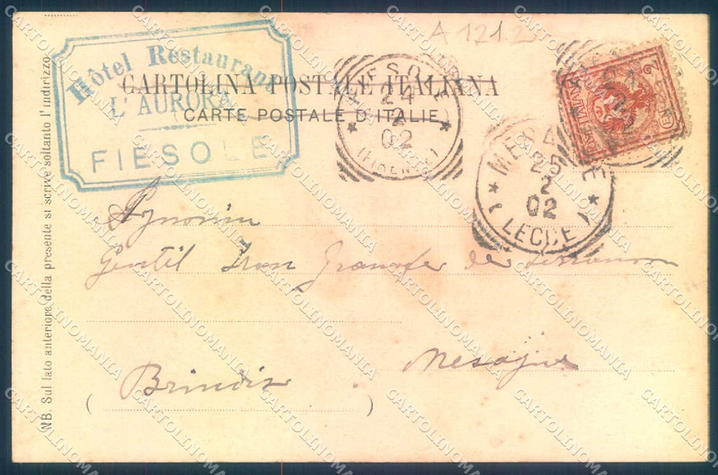 Firenze Fiesole Castello di Vincigliata Hotel Aurore cartolina JK0353 – retro