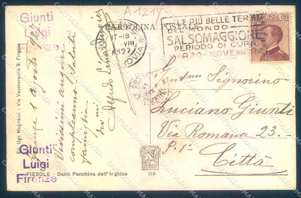 Firenze Fiesole cartolina JK0358 – retro