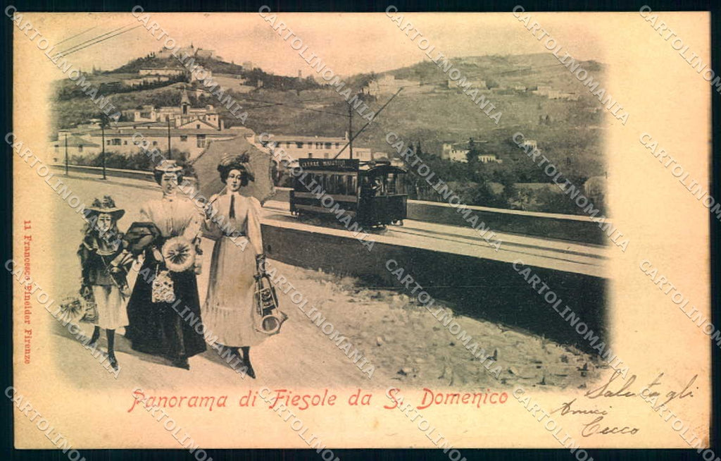 Firenze Fiesole Tram Veduta da San Domenico Pineider cartolina JK0359 – fronte
