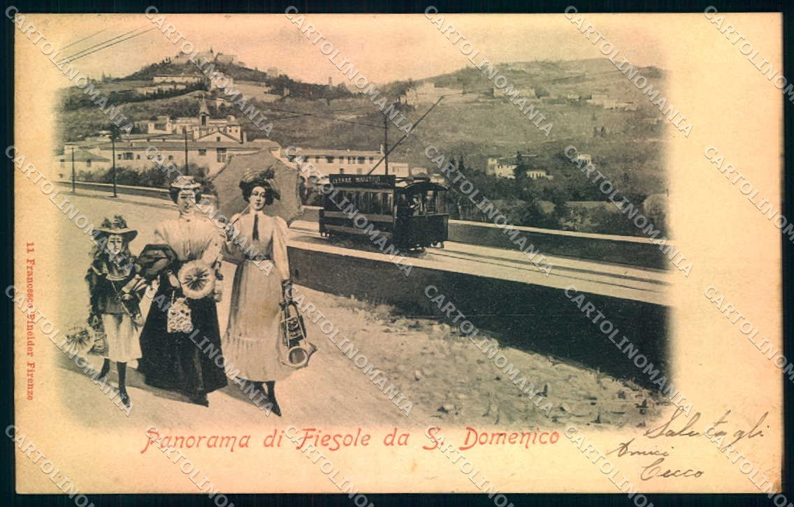 Firenze Fiesole Tram Veduta da San Domenico Pineider cartolina JK0359 – fronte