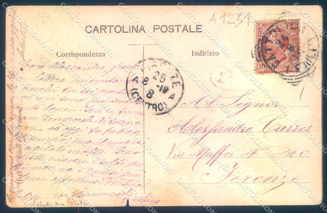 Firenze Fiesole saluti PIEGA ANGOLO cartolina JK0363 – retro