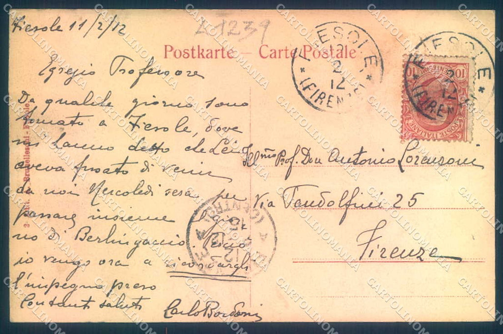 Firenze Fiesole Campanile Cattedrale cartolina JK0368 – retro