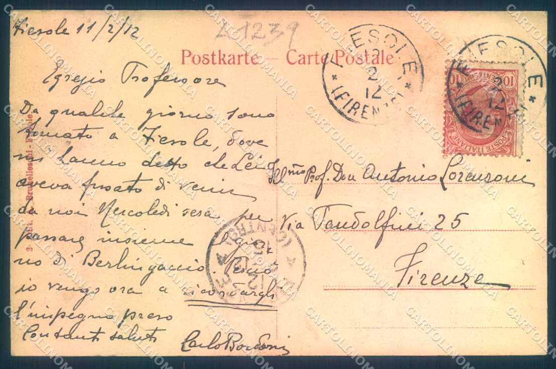 Firenze Fiesole Campanile Cattedrale cartolina JK0368 – retro