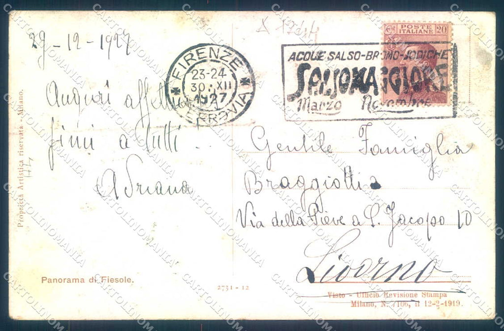 Firenze Fiesole Tram Carrozza Cavallo cartolina JK0373 – retro