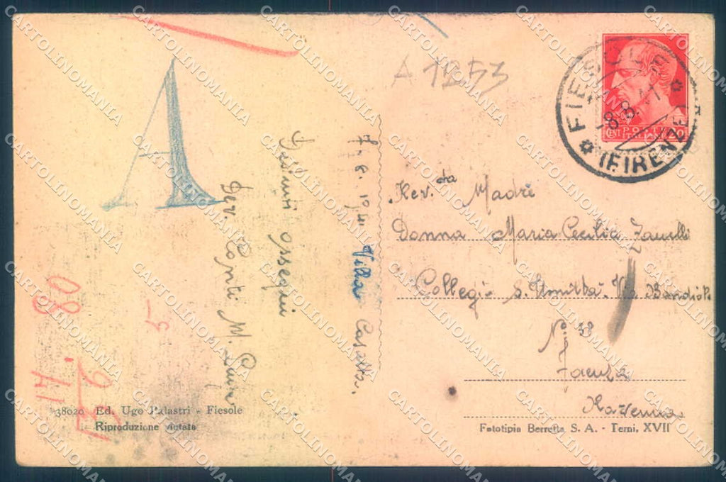 Firenze Fiesole Palazzo Podestarile cartolina JK0381 – retro