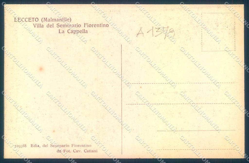 Firenze Lecceto Villa del Seminario Fiorentino Cappella cartolina JK0424 – retro