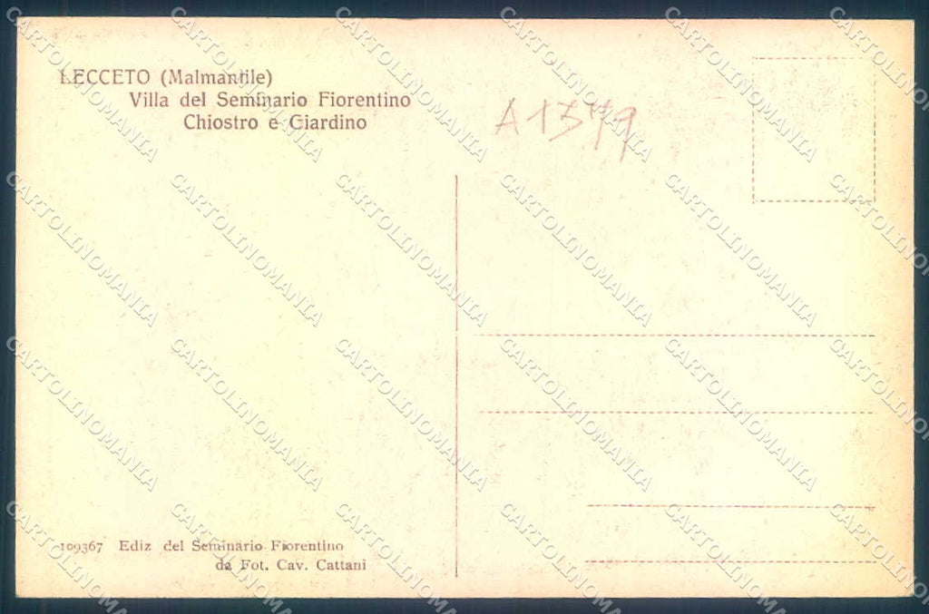 Firenze Lecceto Villa del Seminario Fiorentino Giardino cartolina JK0425 – retro