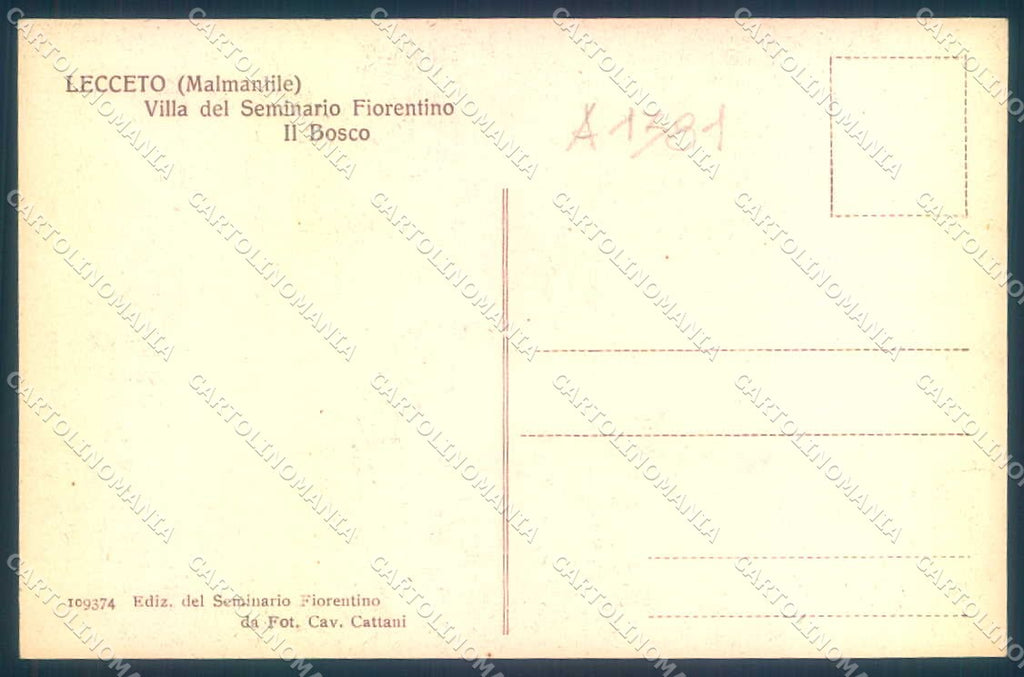 Firenze Lecceto Villa del Seminario Fiorentino Bosco cartolina JK0426 – retro
