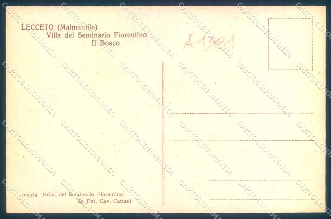 Firenze Lecceto Villa del Seminario Fiorentino Bosco cartolina JK0426 – retro
