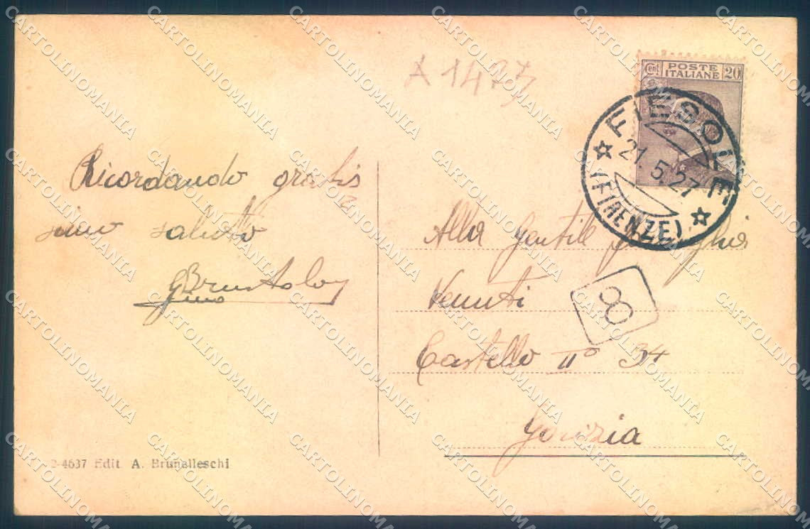 Firenze Fiesole cartolina JK0451 – retro