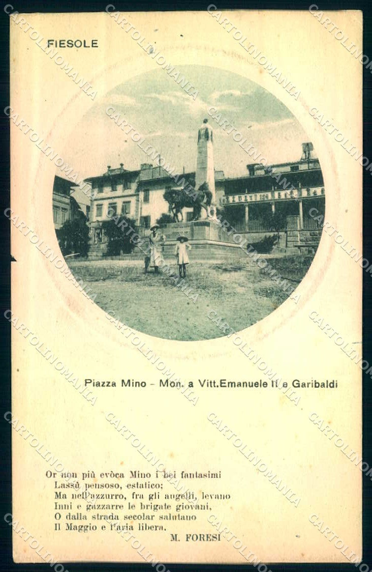 Firenze Fiesole Monumento Garibaldi STRAPPINO cartolina JK0474 – fronte