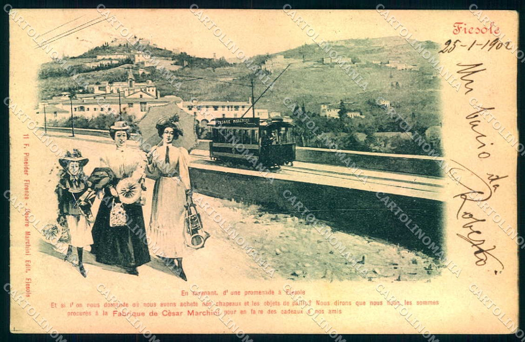 Firenze Fiesole Tram Pineider cartolina JK0479 – fronte