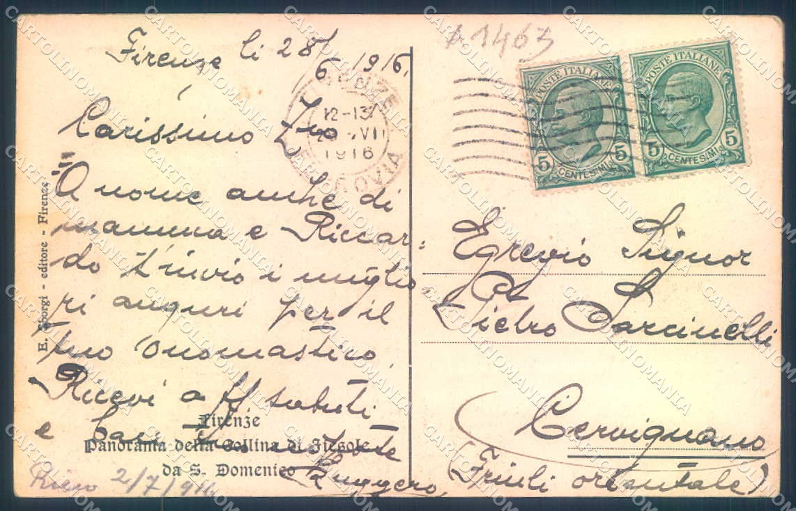 Firenze Fiesole San Domenico Sborgi cartolina JK0483 – retro