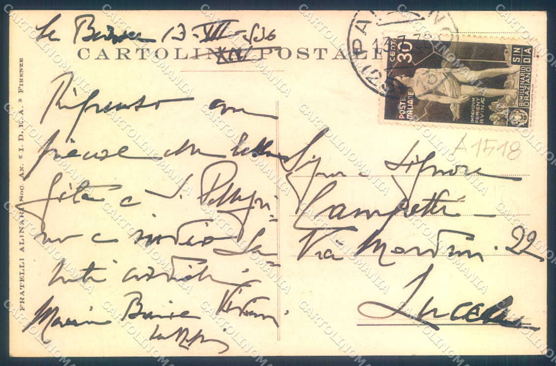 Firenze Panzano Le Barone Chianti Alinari cartolina JK0516 – retro