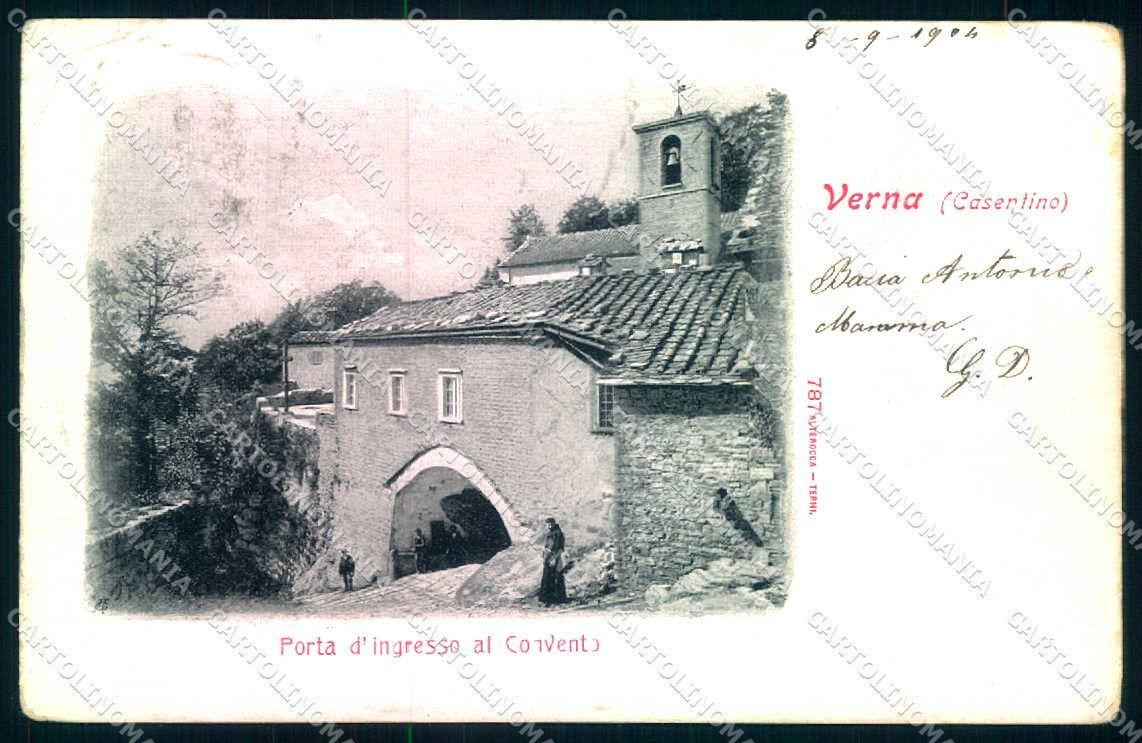 Arezzo Verna Convento Porta Ingresso PIEGA ANGOLO Alterocca 787 cartolina JK0550 – fronte