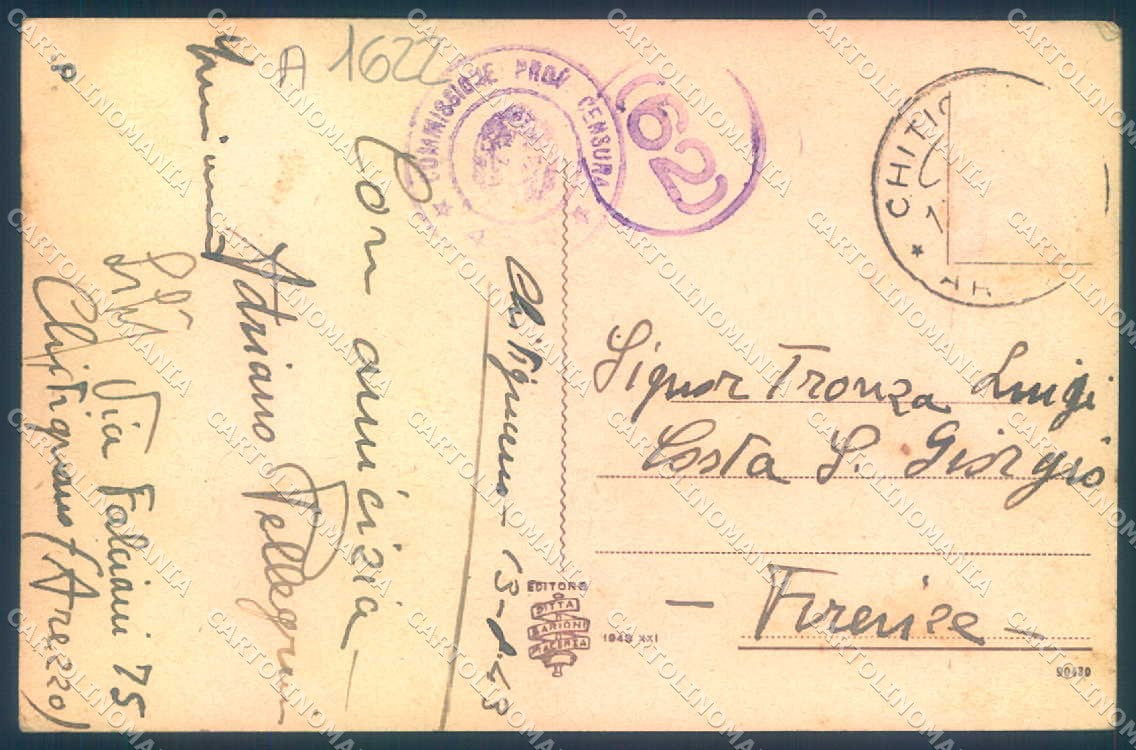 Arezzo Chitignano Castello Ubertini cartolina JK0552 – retro
