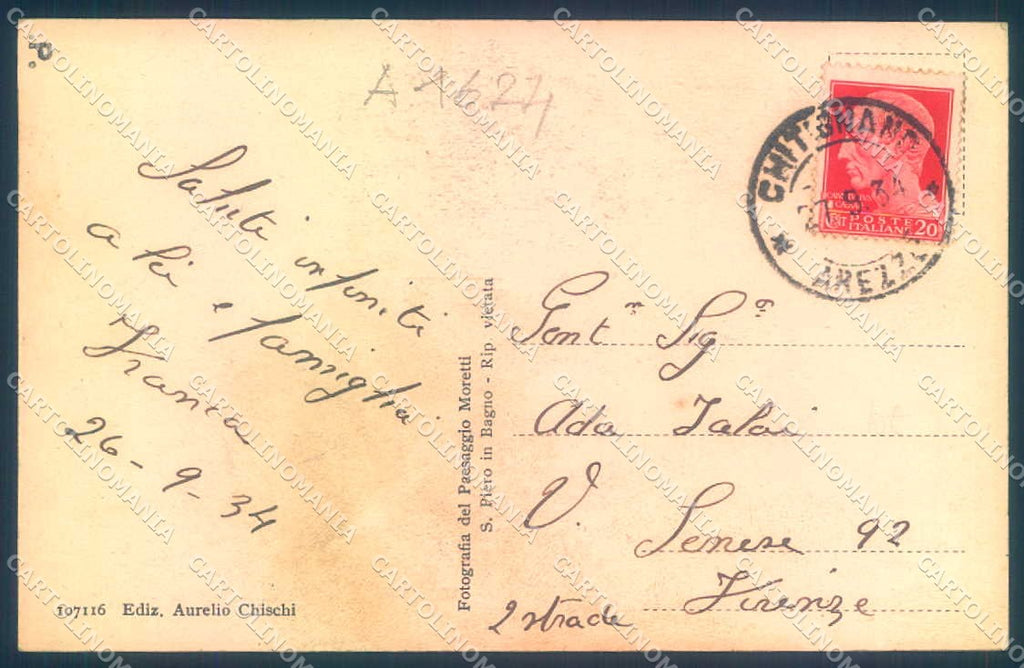 Arezzo Chitignano Antico Castello cartolina JK0553 – retro