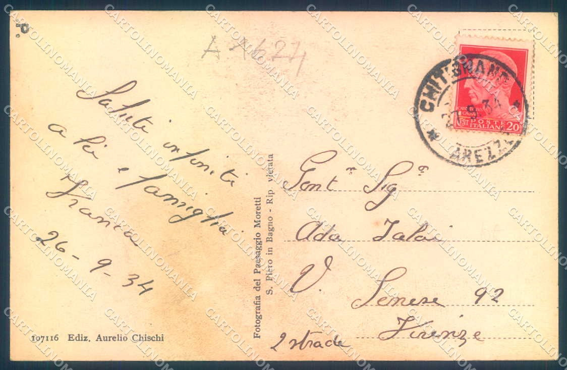 Arezzo Chitignano Antico Castello cartolina JK0553 – retro