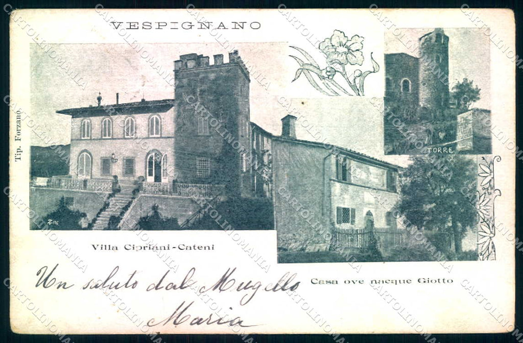 Firenze Vespignano Villa Cipriani Cateni Casa Natia Giotto cartolina JK0560 – fronte