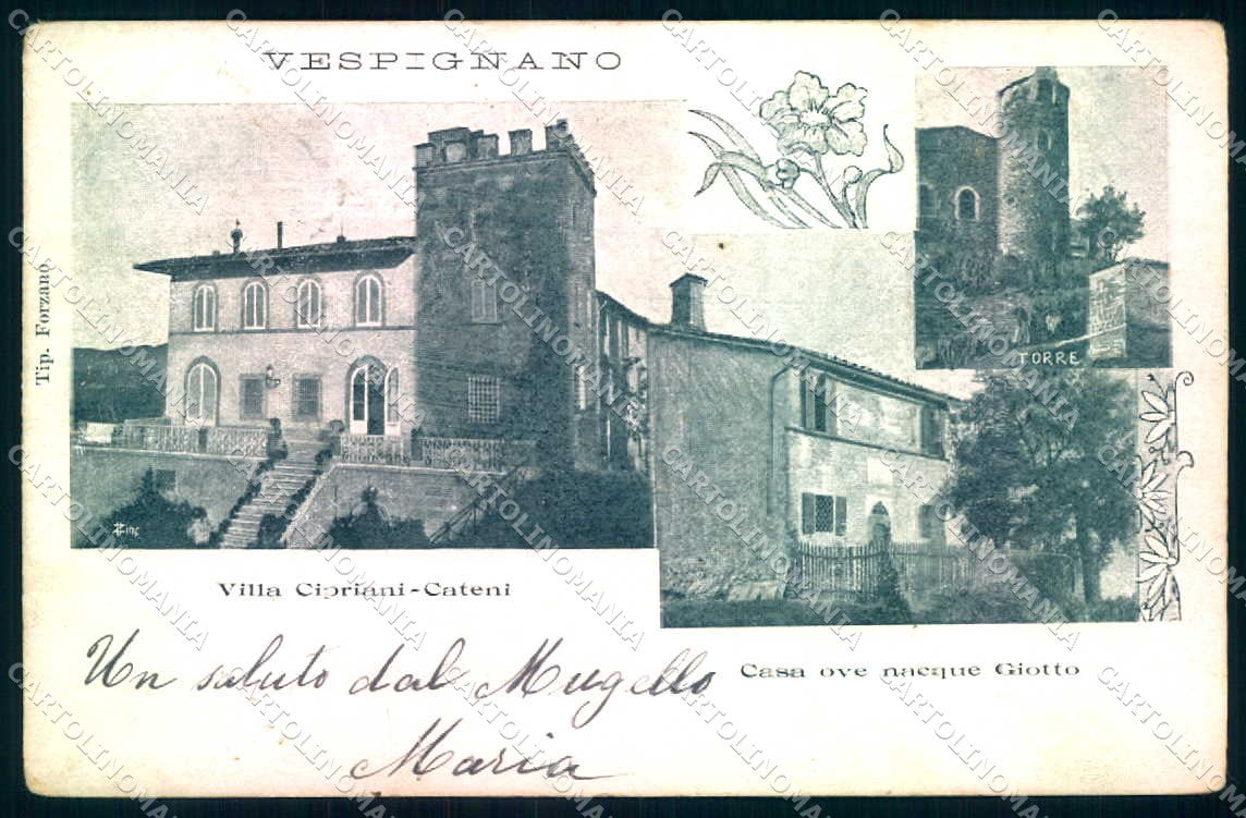 Firenze Vespignano Villa Cipriani Cateni Casa Natia Giotto cartolina JK0560 – fronte