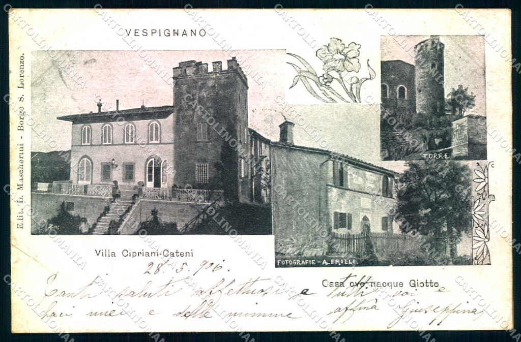 Firenze Vespignano Villa Cipriani Cateni Casa Natia Giotto cartolina JK0561 – fronte