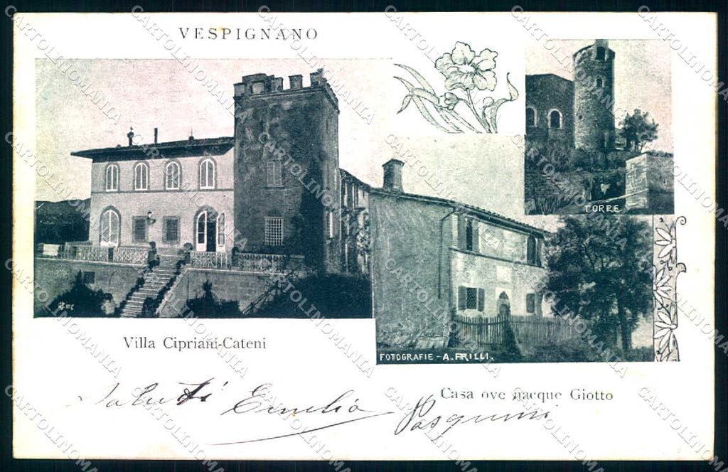 Firenze Vespignano Villa Cipriani Cateni Casa Natia Giotto cartolina JK0562 – fronte