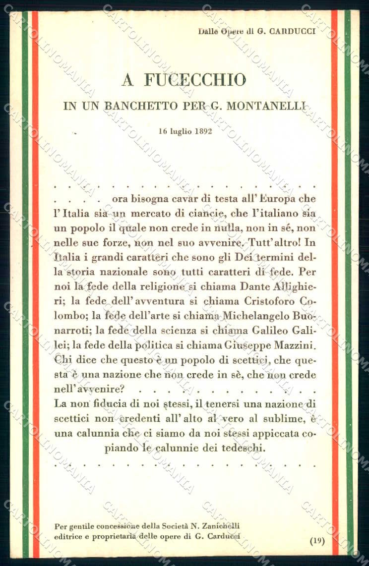 Firenze Fucecchio Propaganda Carducci cartolina JK0565 – fronte