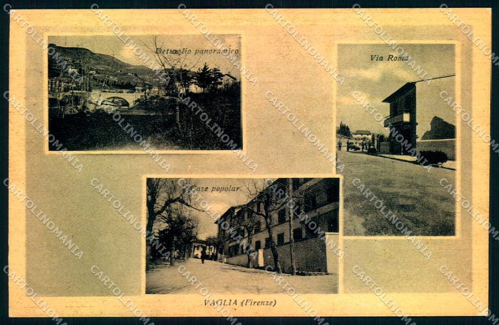 Firenze Vaglia Via Roma Ponte PIEGA cartolina JK0570 – fronte