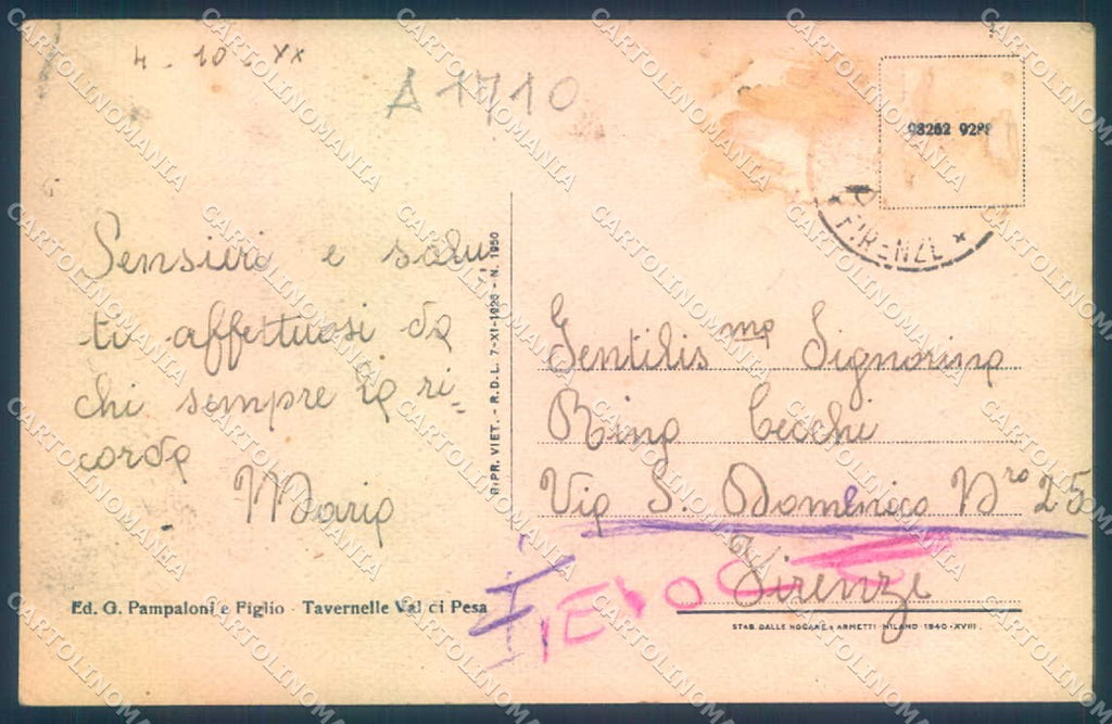 Firenze Tavarnelle Val di Pesa cartolina JK0571 – retro