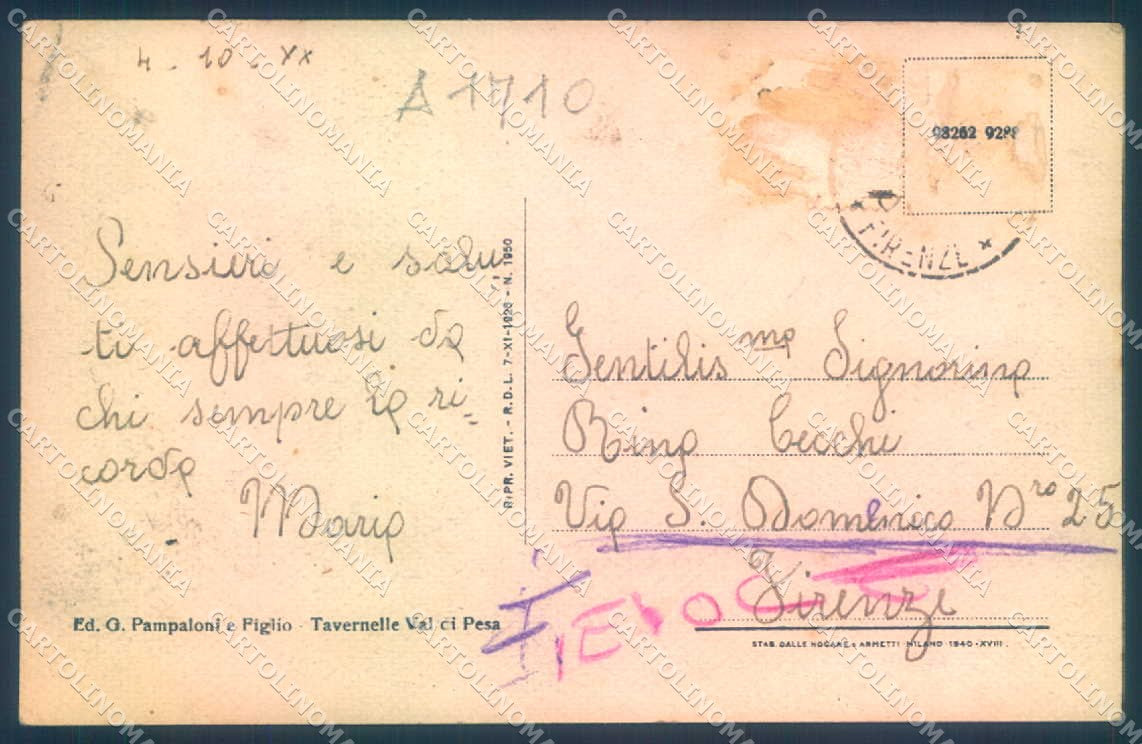 Firenze Tavarnelle Val di Pesa cartolina JK0571 – retro