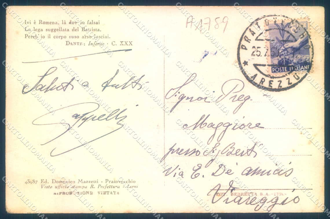 Arezzo Pratovecchio Ponte Levatoio cartolina JK0595 – retro