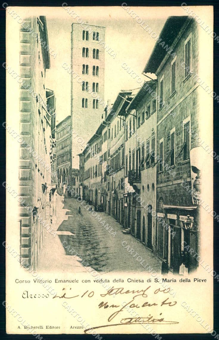 Arezzo Città Corso Vittorio Emanuele Chiesa S. Maria Pieve cartolina JK0600 – fronte