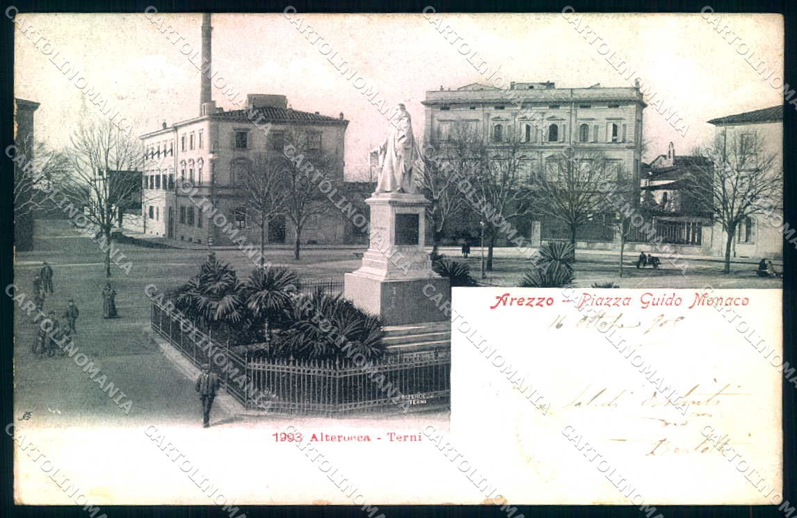 Arezzo Città Monumento Guido Monaco Piazza Alterocca 1993 cartolina JK0643 – fronte