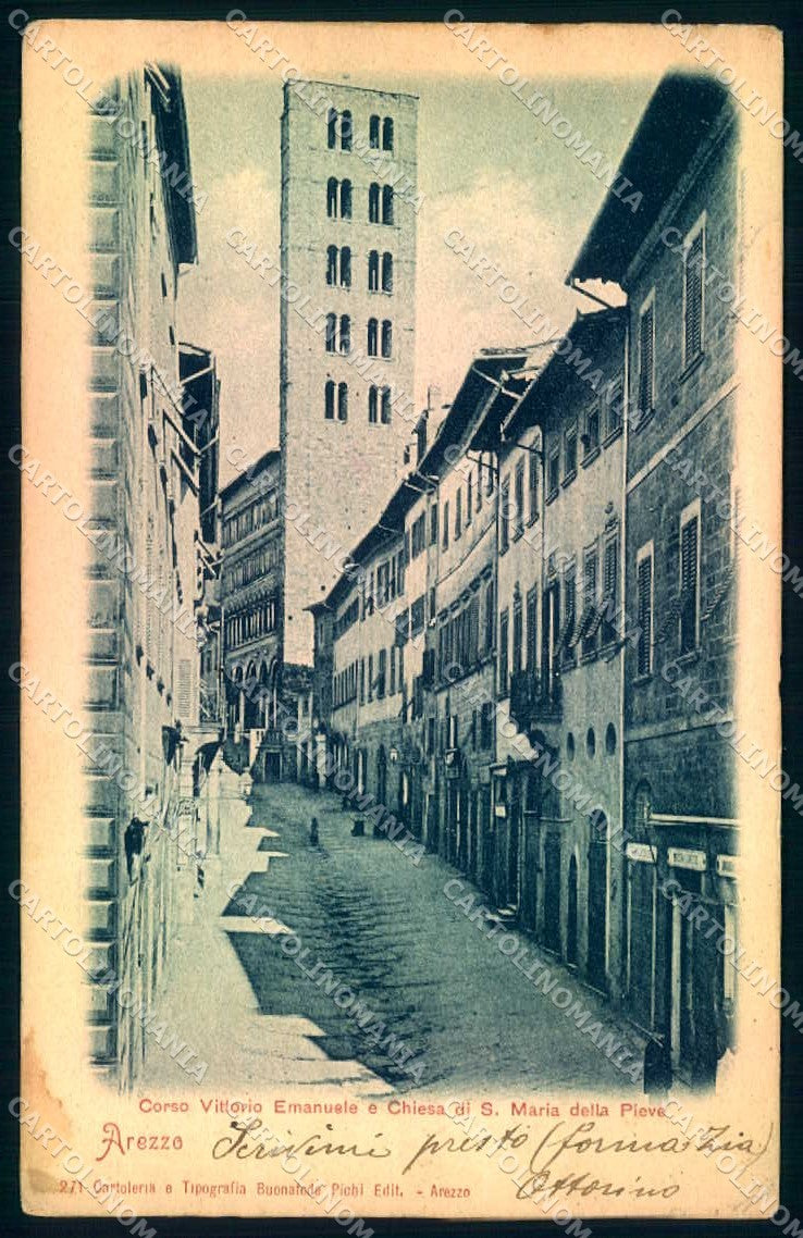 Arezzo Città Corso Vittorio Emanuele S. Maria Pieve STRAPPINO cartolina JK0645 – fronte